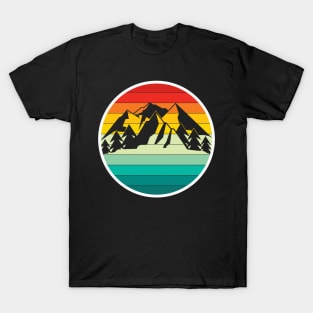 Vintage Sunrise Sunset Camping Hiking Mountain Hiker T-Shirt